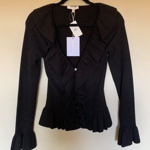 Revolve black ruffle cardigan